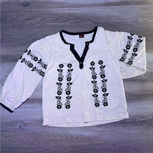 Tea Collection White and Black Embroidered Blouse